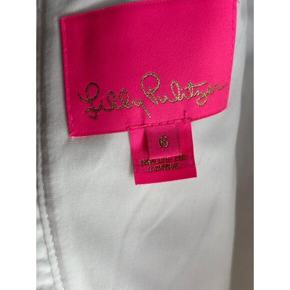 LILLY PULITZER SHELLI Formal Spring dress WHITE MINI EYELET Bow Cutout Size 6 - Picture 12 of 13
